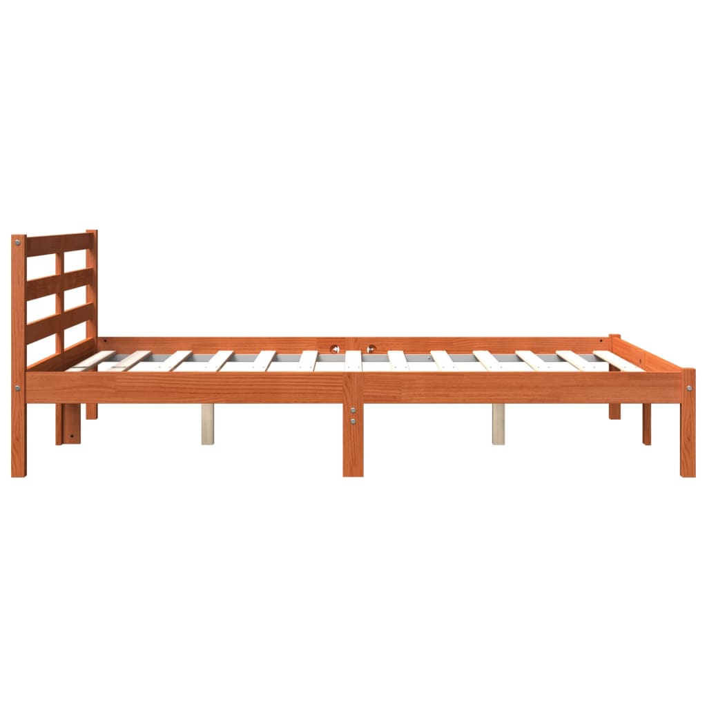 Cadre de lit sans matelas cire marron 120x190cm bois pin massif - XIOS