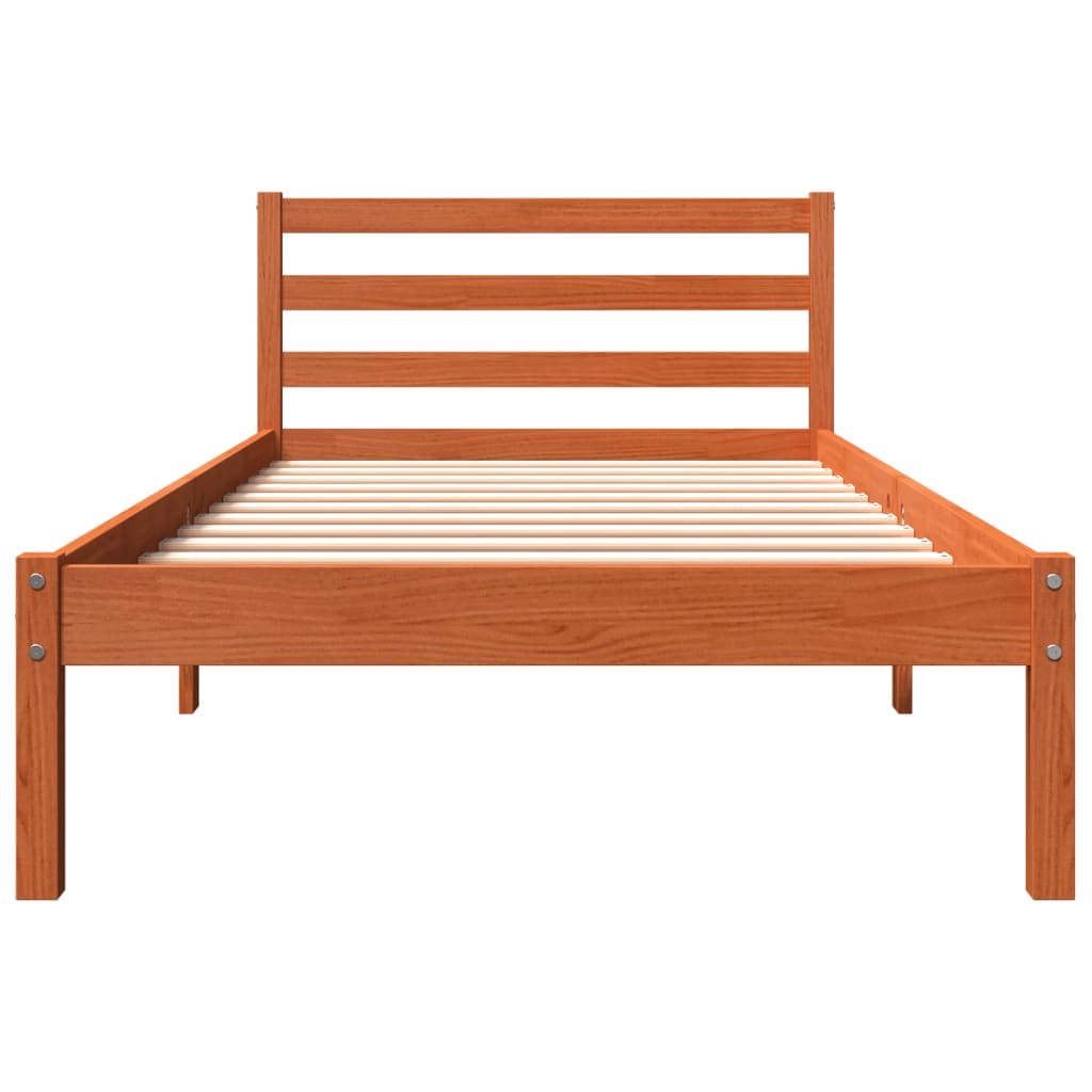 Cadre de lit sans matelas cire marron 100x200cm bois pin massif - XIOS