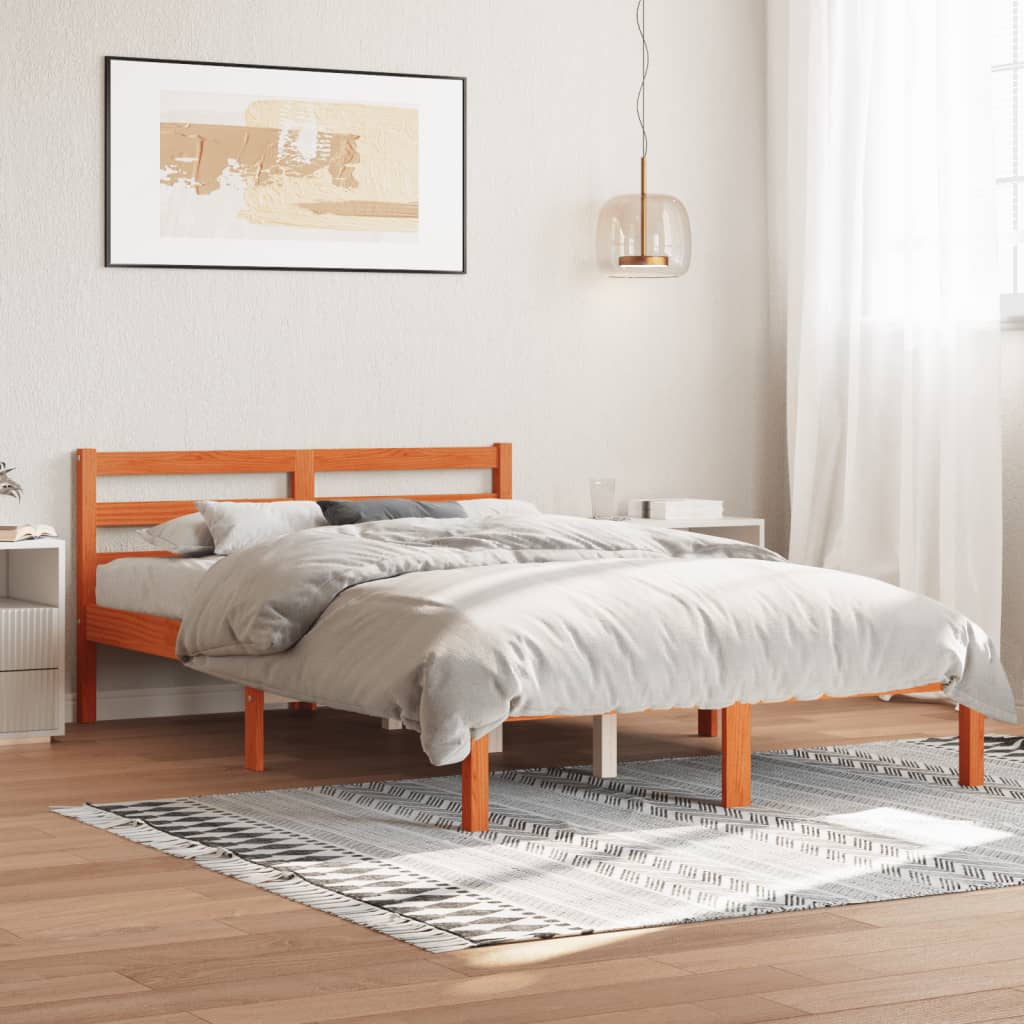 Cadre de lit sans matelas cire marron 120x200cm bois pin massif - XIOS