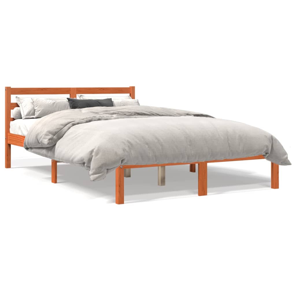 Cadre de lit sans matelas cire marron 140x200cm bois pin massif - XIOS