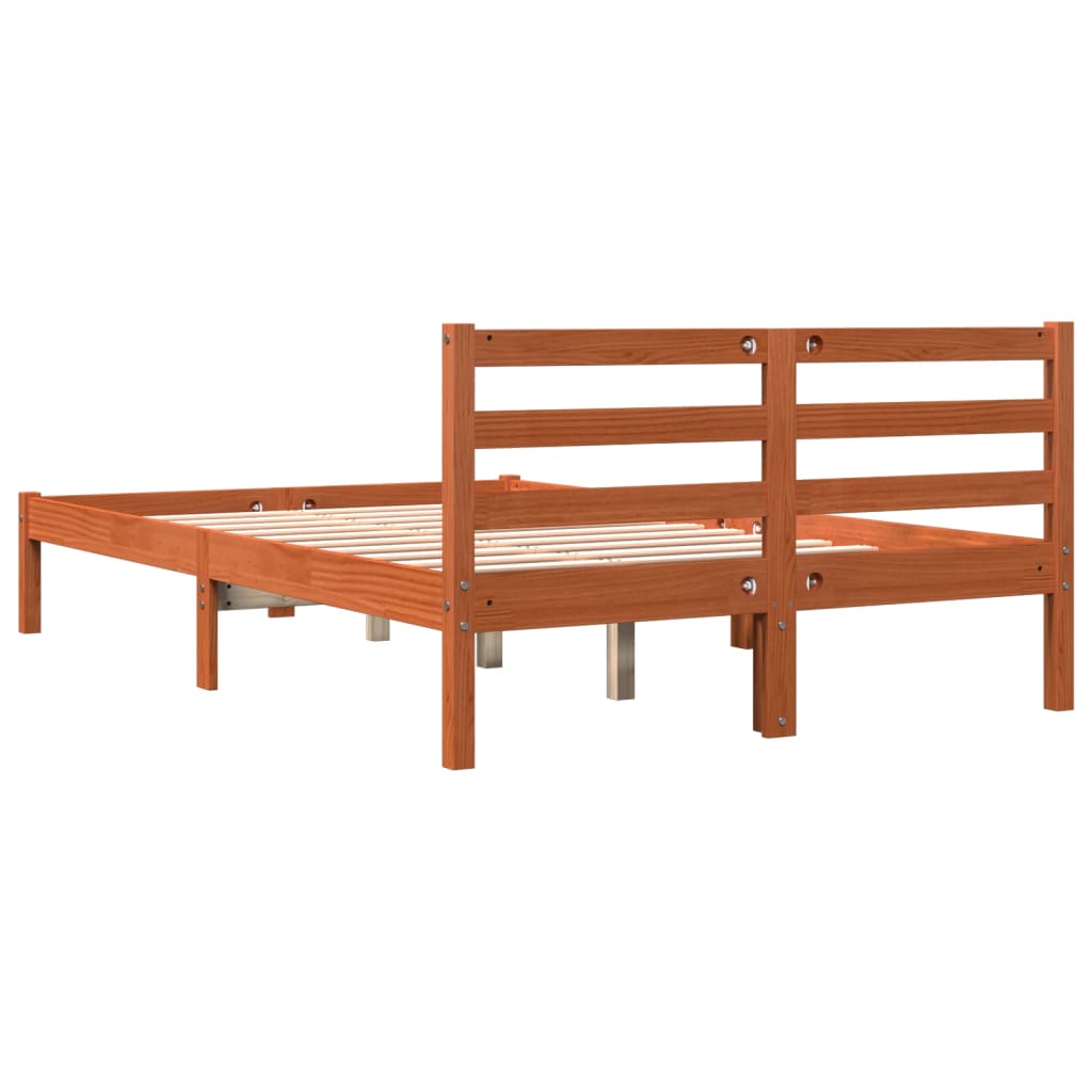 Cadre de lit sans matelas cire marron 140x200cm bois pin massif - XIOS