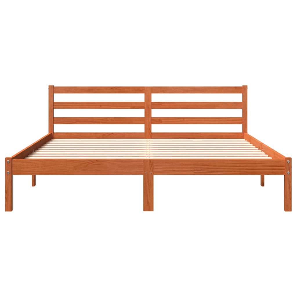 Cadre de lit sans matelas cire marron 180x200cm bois pin massif - XIOS