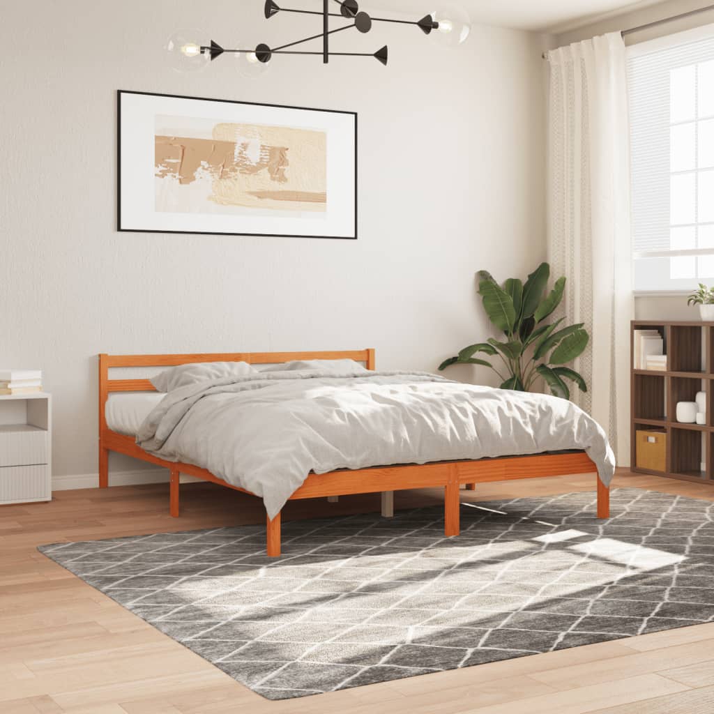 Cadre de lit sans matelas cire marron 180x200cm bois pin massif - XIOS