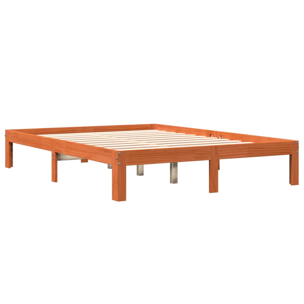 Cadre de lit sans matelas cire marron 120x190cm bois pin massif - XIOS