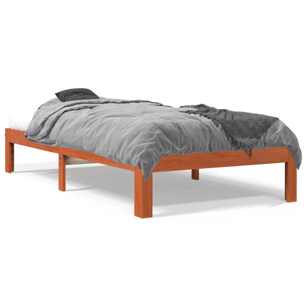 Cadre de lit sans matelas cire marron 100x200cm bois pin massif - XIOS