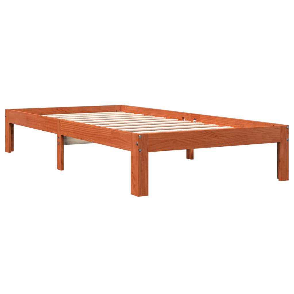 Cadre de lit sans matelas cire marron 100x200cm bois pin massif - XIOS