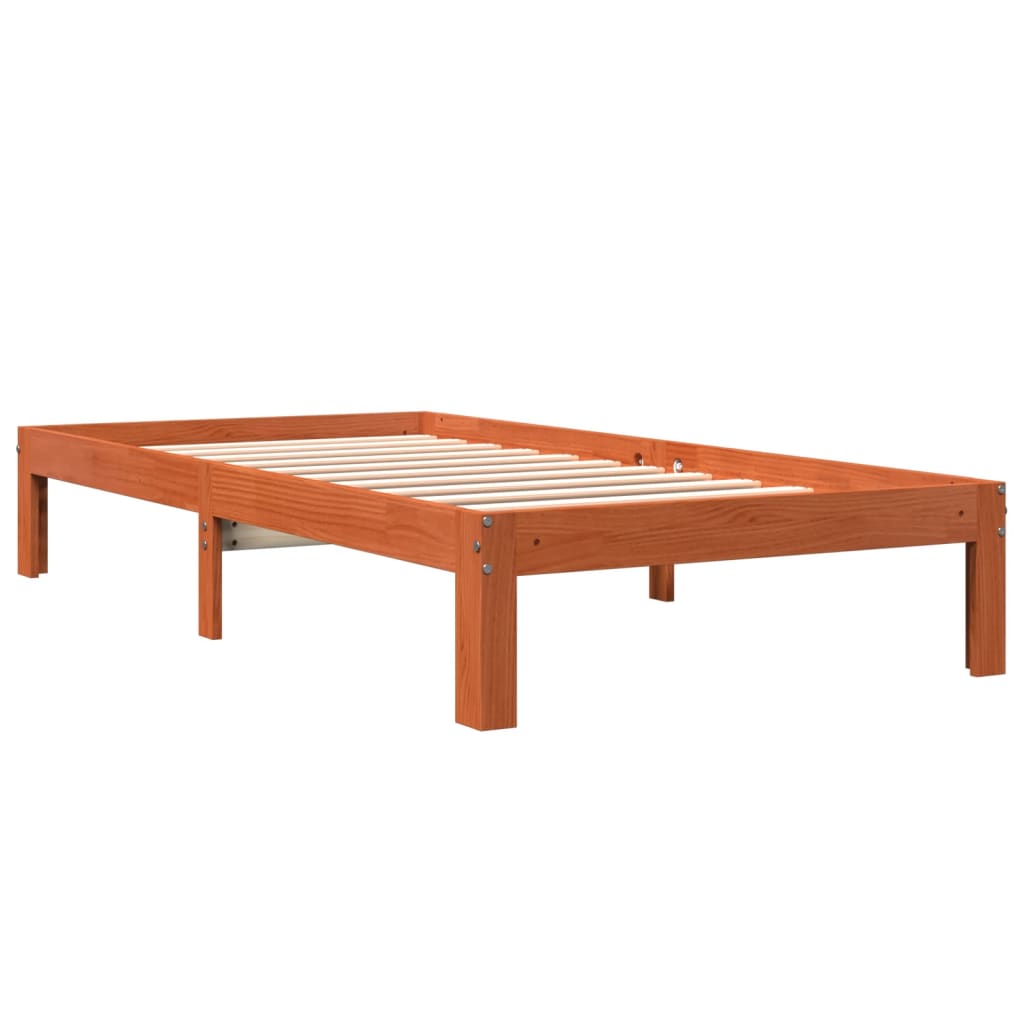 Cadre de lit sans matelas cire marron 100x200cm bois pin massif - XIOS