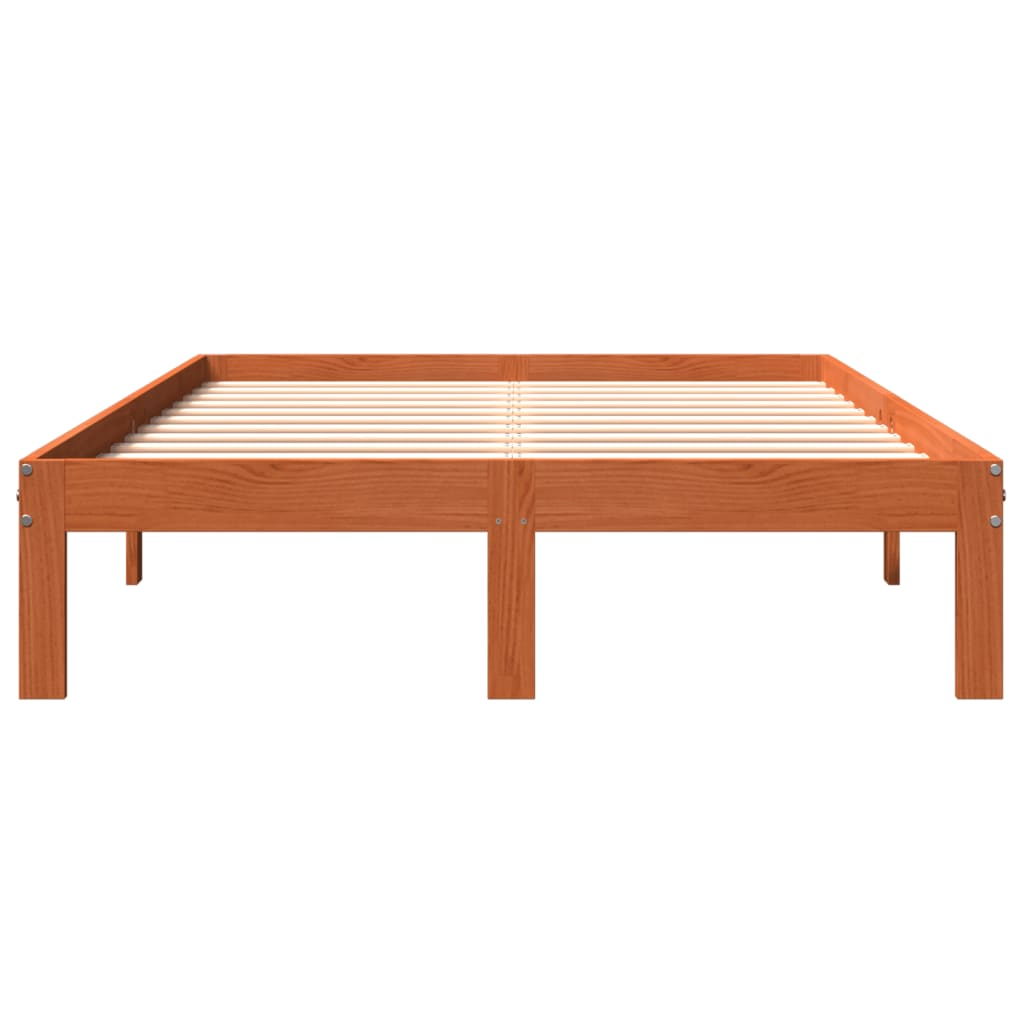 Cadre de lit sans matelas cire marron 140x200cm bois pin massif - XIOS