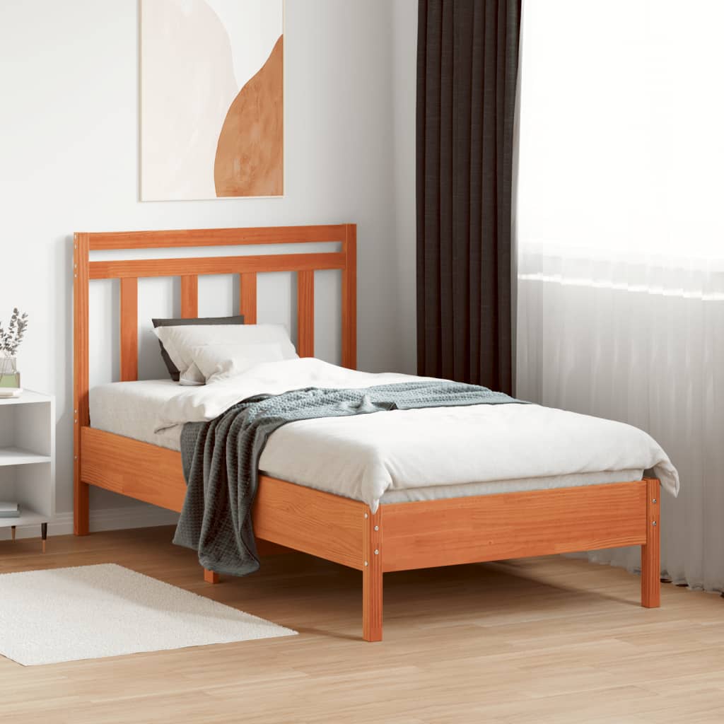 Tête de lit cire marron 100 cm bois massif de pin - XIOS