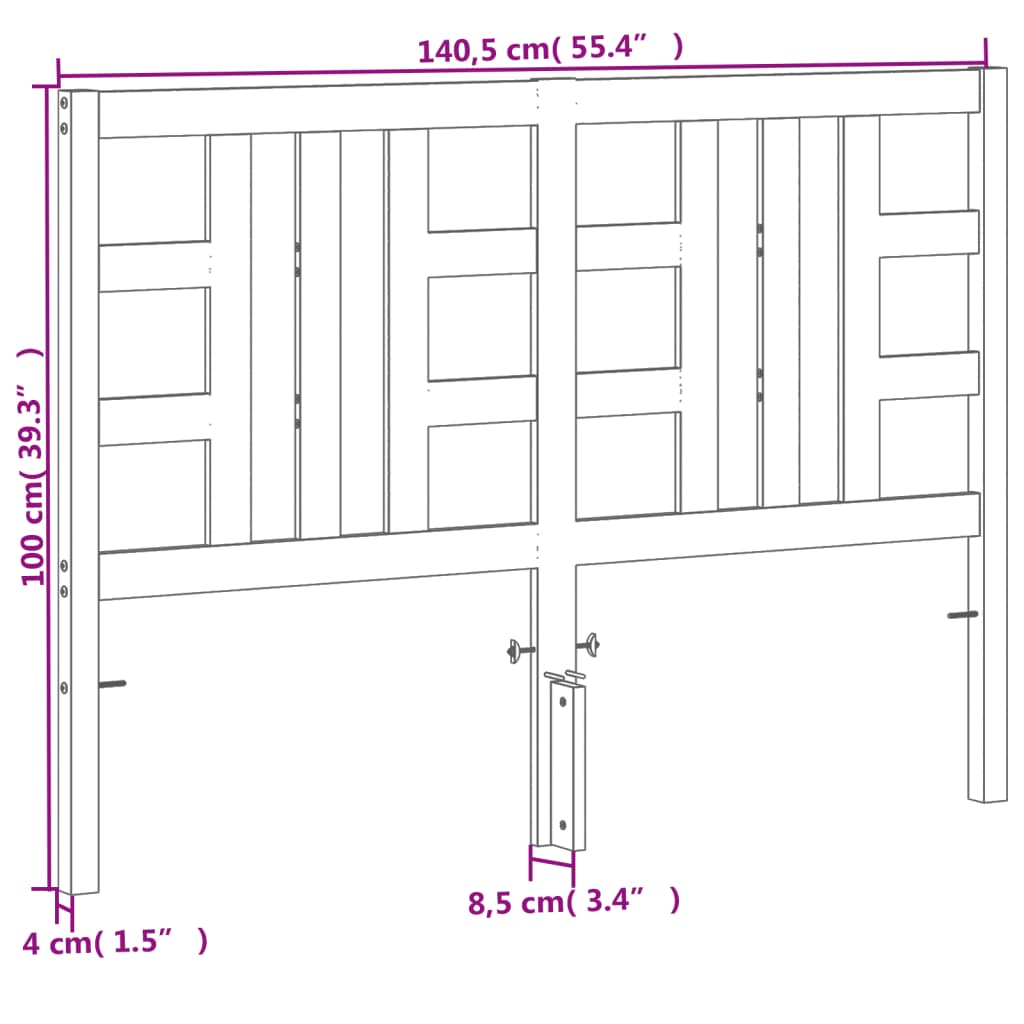 Tête de lit cire marron 135 cm bois massif de pin - XIOS