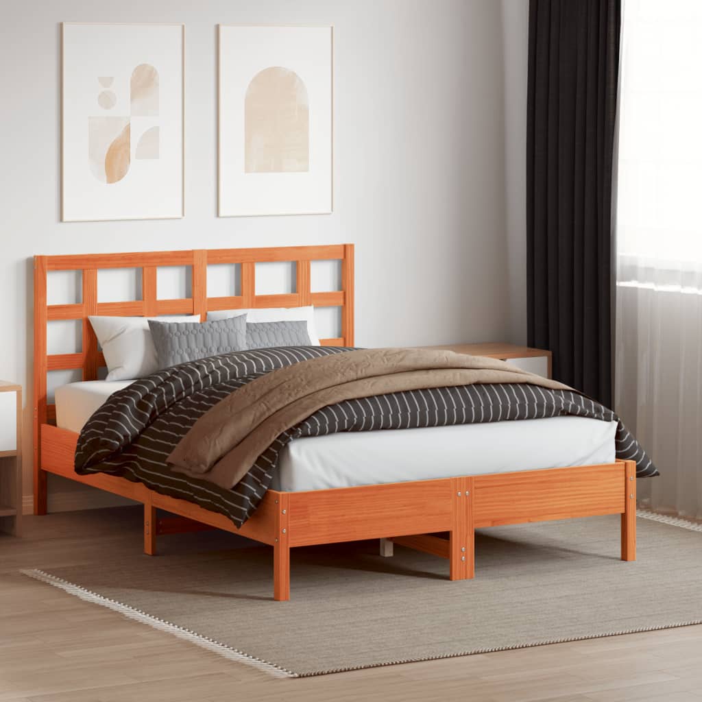 Tête de lit cire marron 135 cm bois massif de pin - XIOS