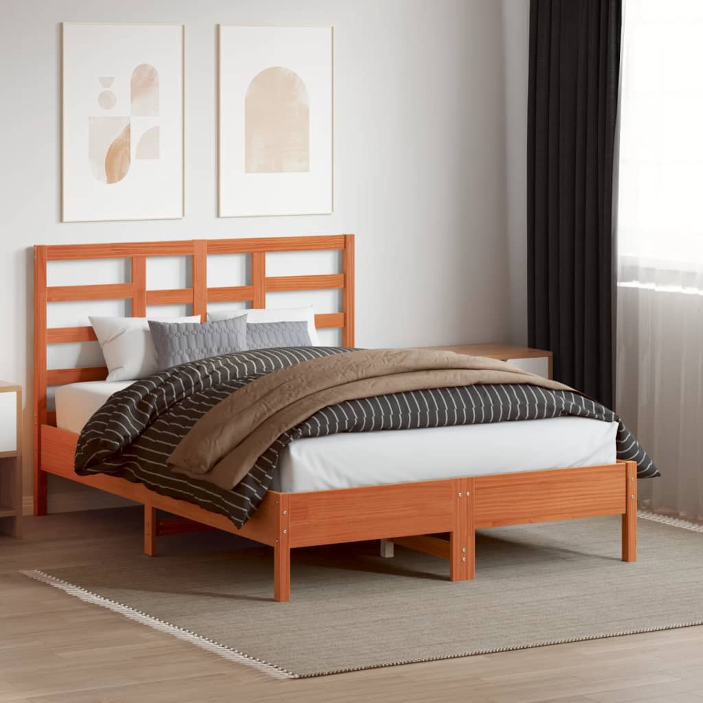Tête de lit cire marron 135 cm bois massif de pin - XIOS