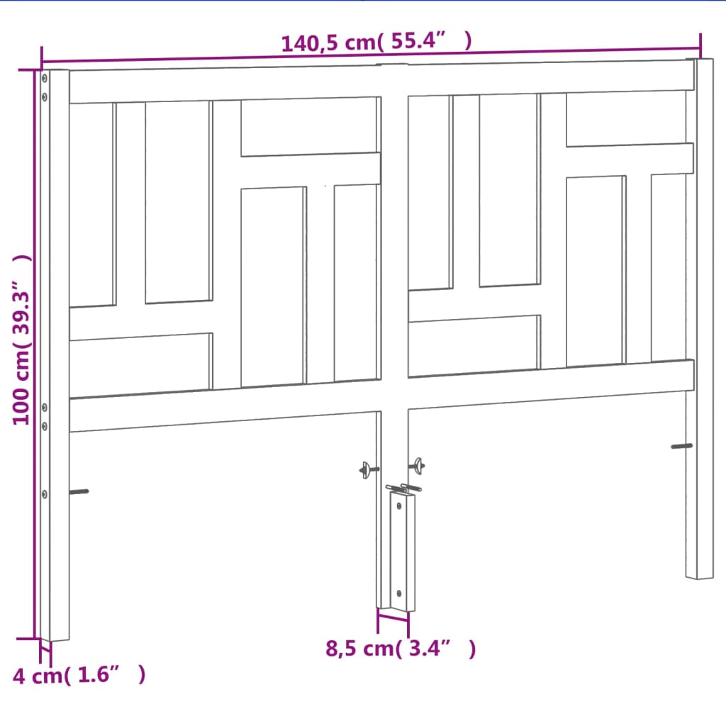 Tête de lit cire marron 135 cm bois massif de pin - XIOS