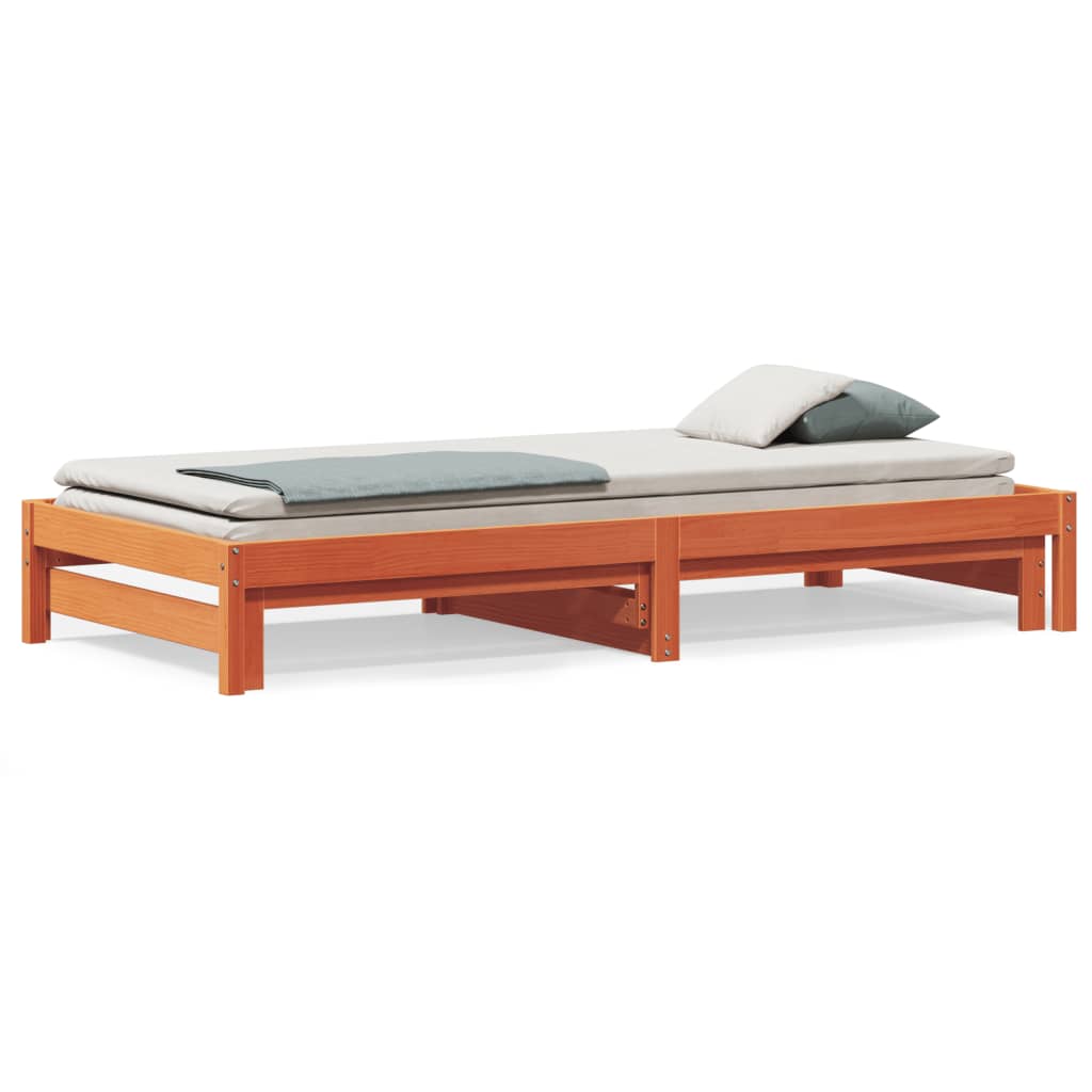Lit de jour et lit gigogne sans matelas cire marron 90x200 cm - XIOS