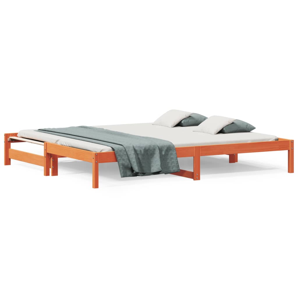 Lit de jour et lit gigogne sans matelas cire marron 90x200 cm - XIOS