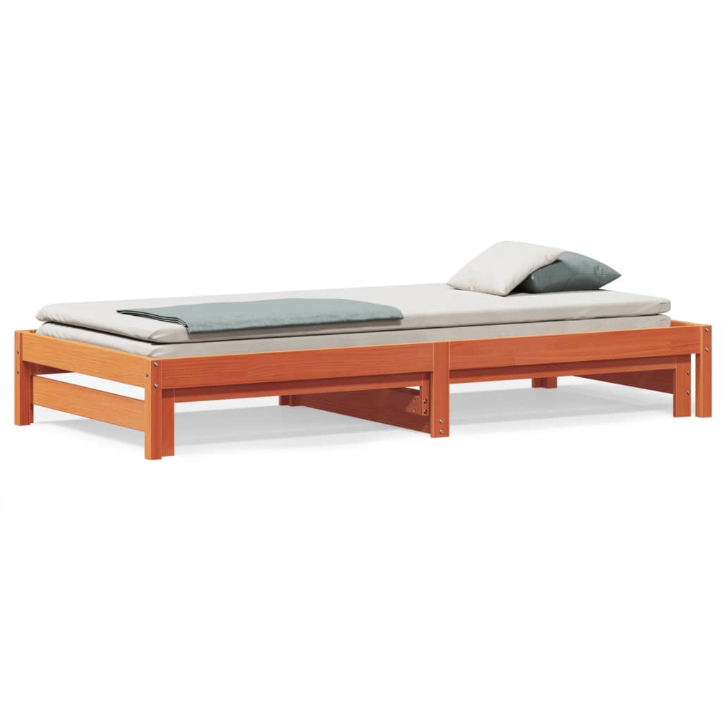 Lit de jour et lit gigogne sans matelas cire marron 90x190 cm - XIOS