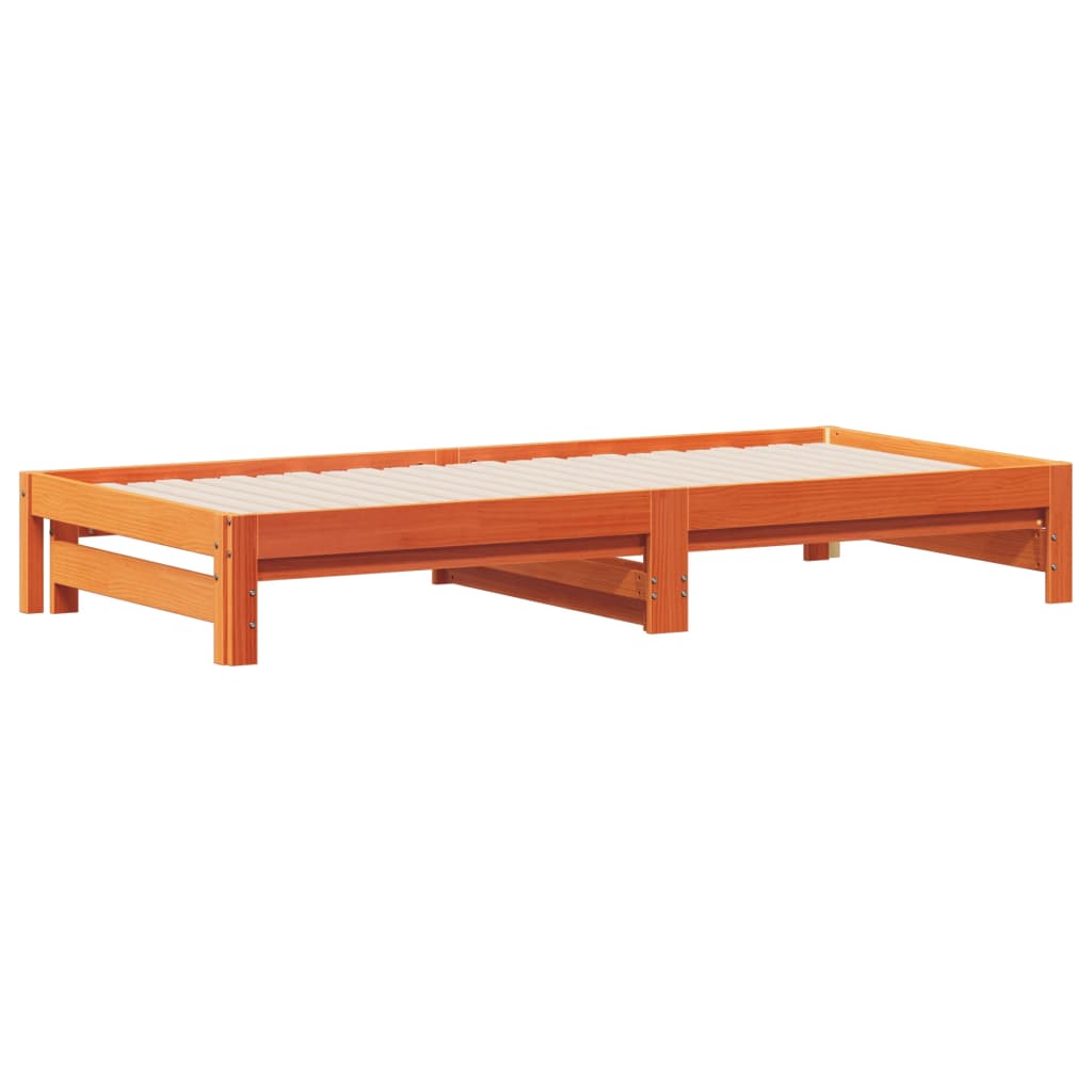 Lit de jour et lit gigogne sans matelas cire marron 90x190 cm - XIOS