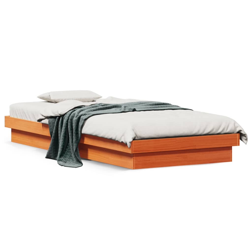 Cadre de lit à LED sans matelas 90x200 cm bois massif - XIOS