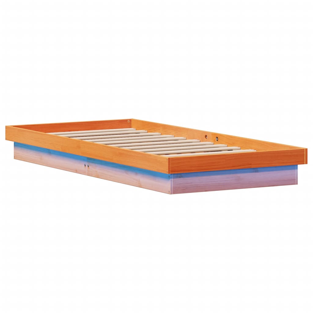 Cadre de lit à LED sans matelas 90x200 cm bois massif - XIOS