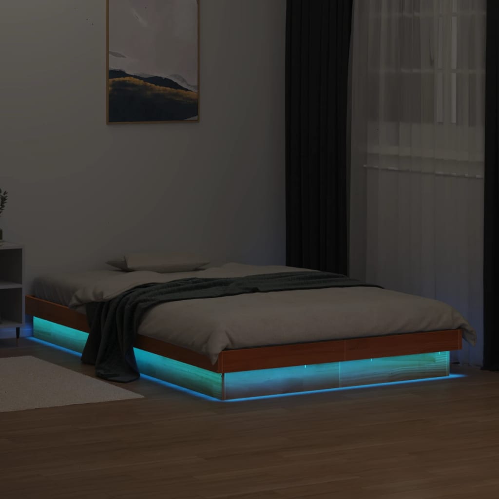Cadre de lit à LED sans matelas 120x200 cm bois massif - XIOS