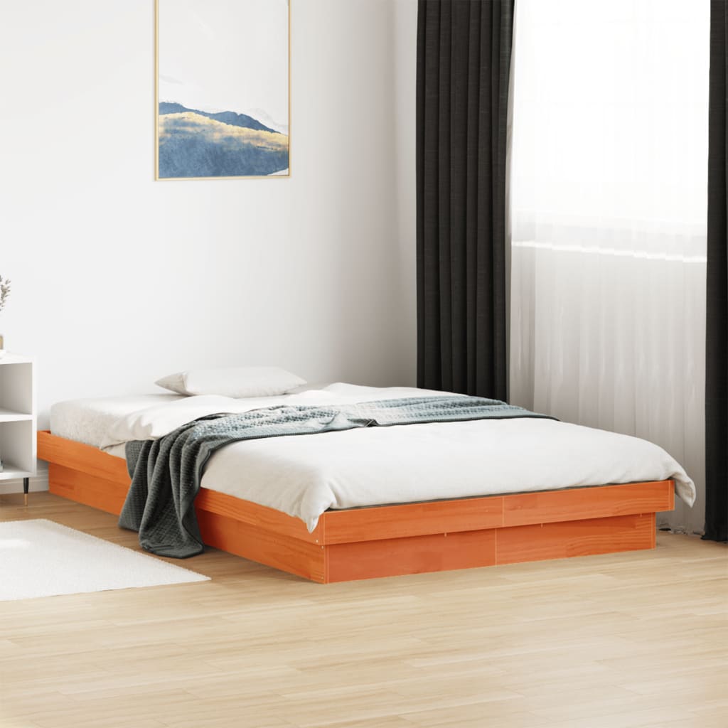 Cadre de lit à LED sans matelas 140x200 cm bois massif - XIOS