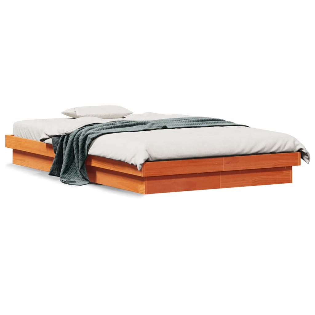 Cadre de lit à LED sans matelas 140x200 cm bois massif - XIOS