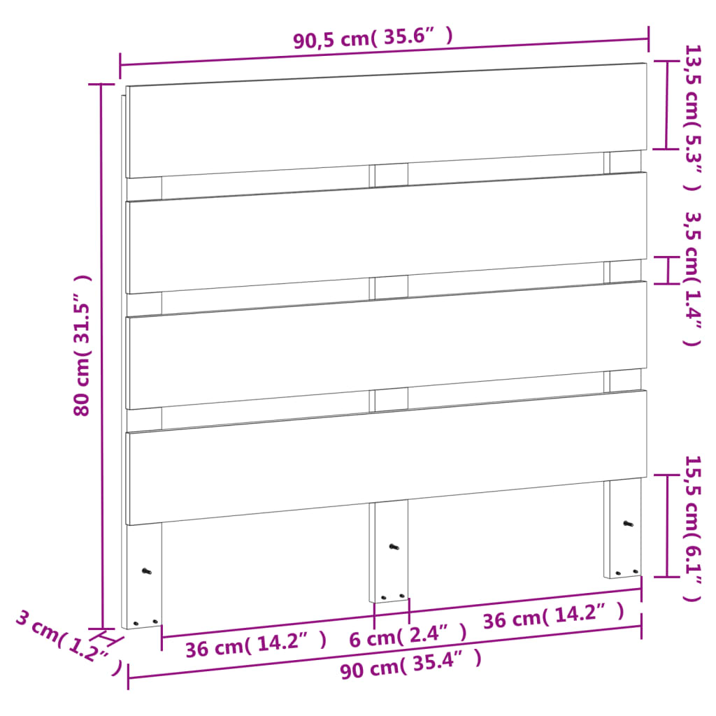 Tête de lit cire marron 90 cm bois massif de pin - XIOS
