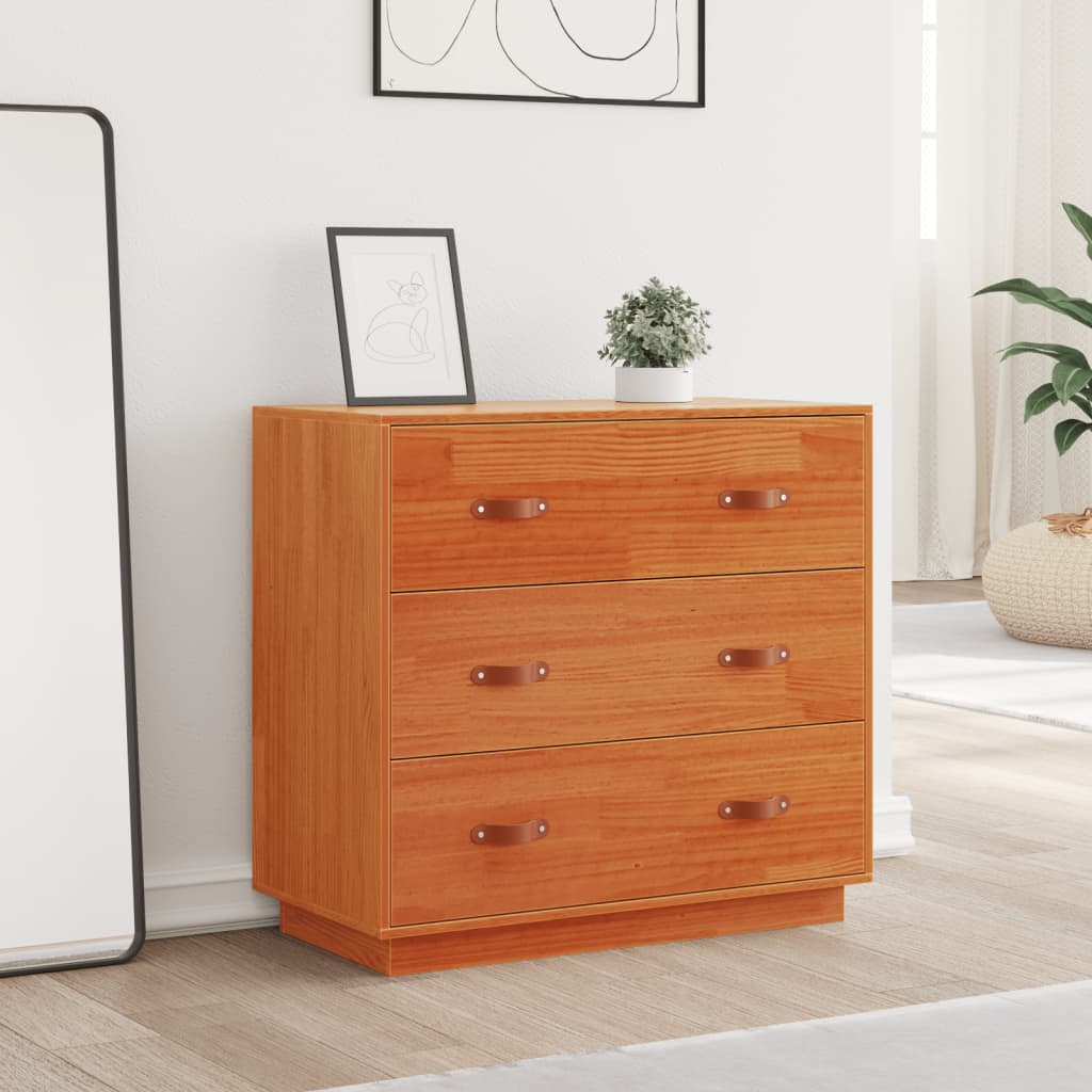 Buffet cire marron 80x40x75 cm bois massif de pin - XIOS