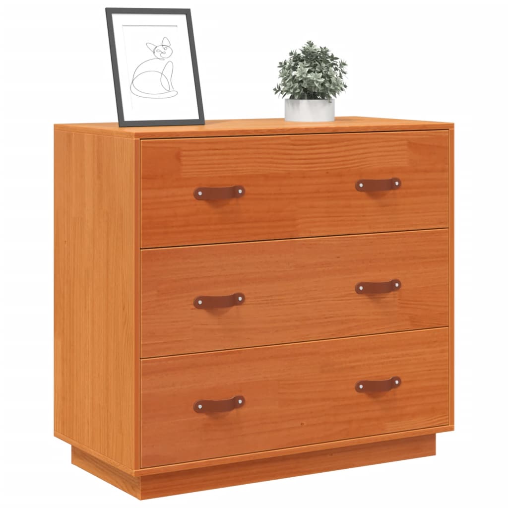 Buffet cire marron 80x40x75 cm bois massif de pin - XIOS