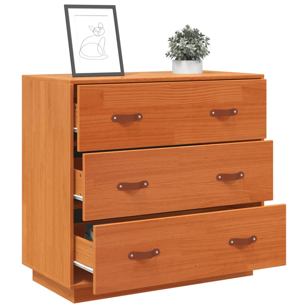 Buffet cire marron 80x40x75 cm bois massif de pin - XIOS