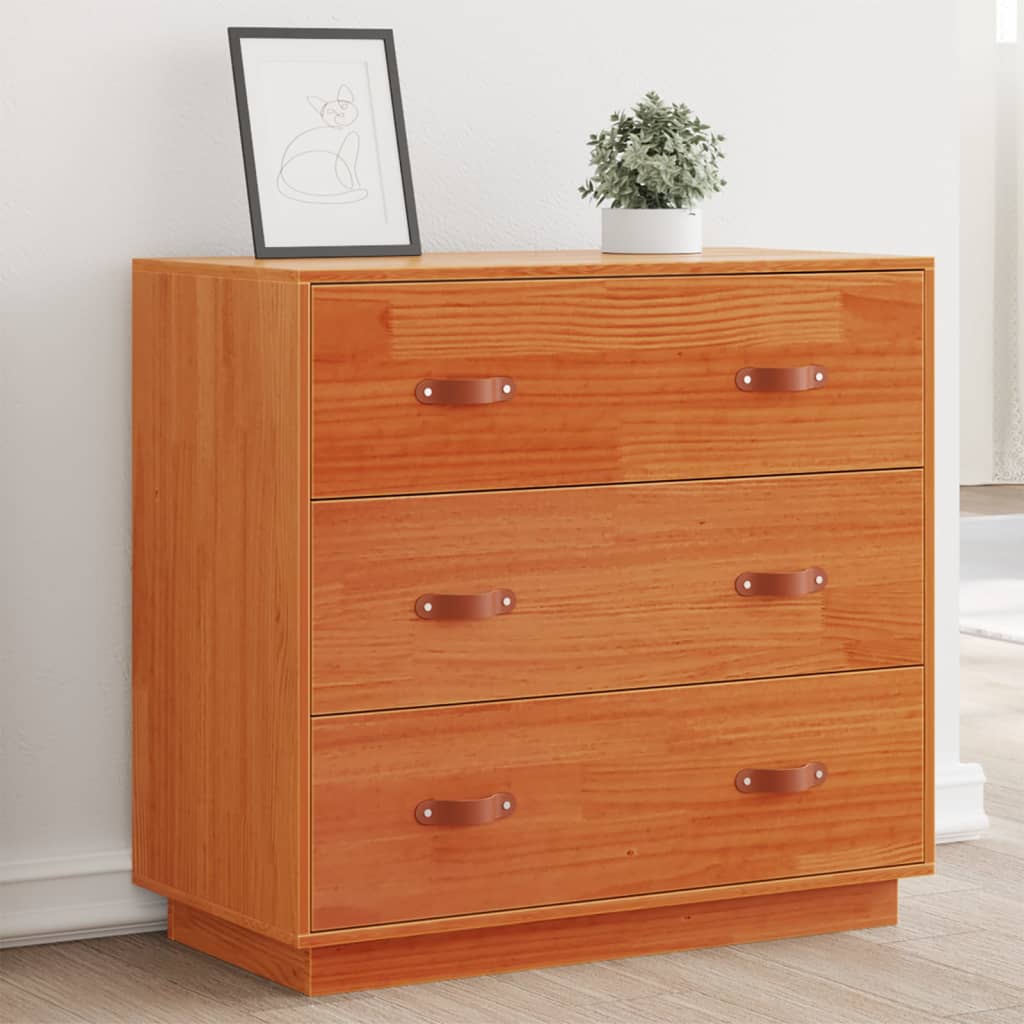 Buffet cire marron 80x40x75 cm bois massif de pin - XIOS