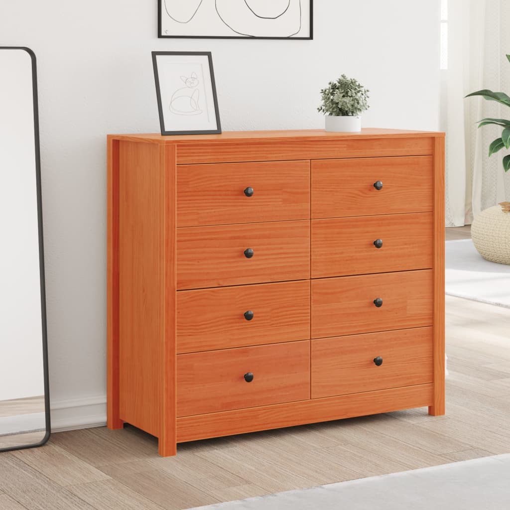Armoire latérale cire marron 100x40x90 cm bois de pin massif - XIOS