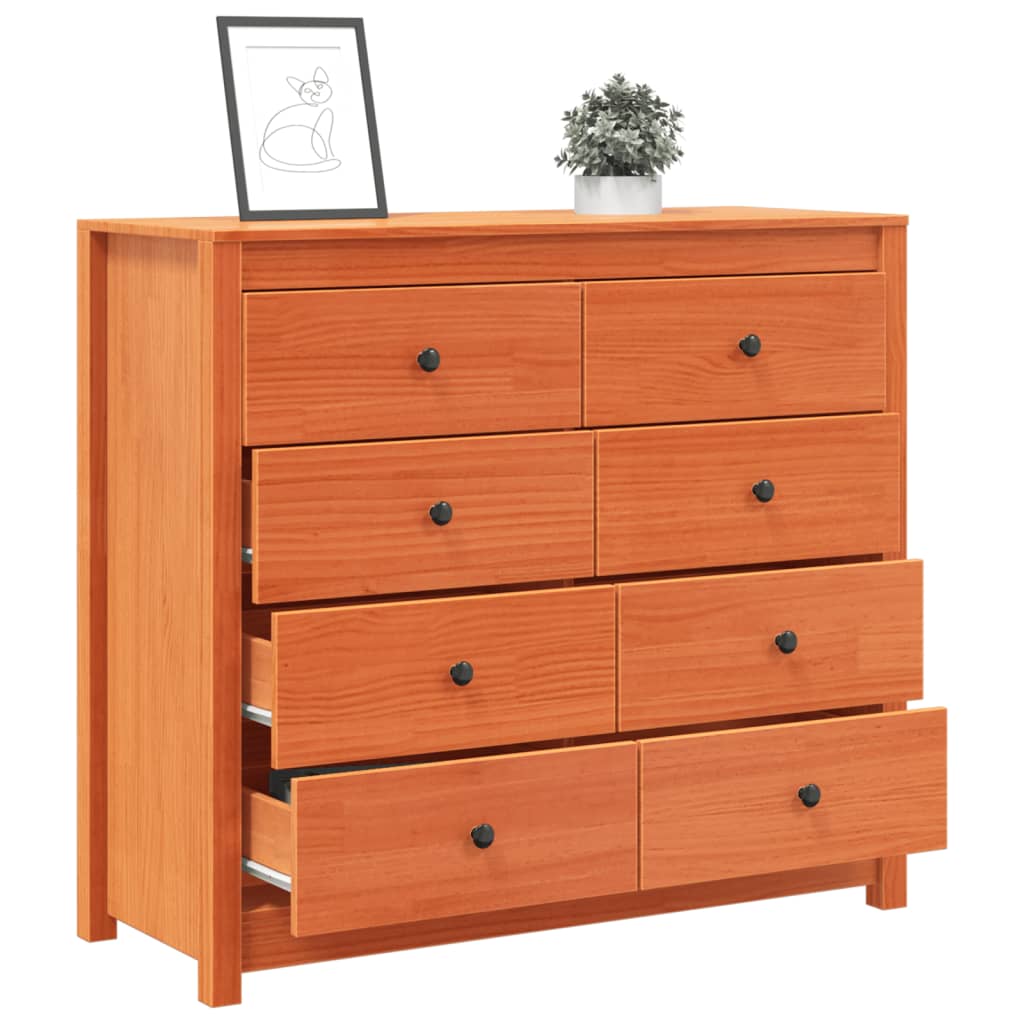 Armoire latérale cire marron 100x40x90 cm bois de pin massif - XIOS