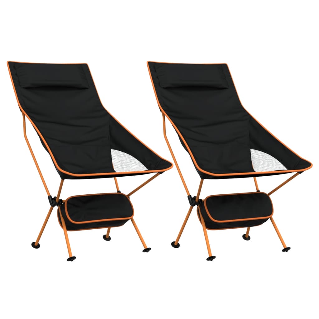 Chaise de camping pliables lot de 2 noir tissu oxford aluminium Meubles de camping vidaXL