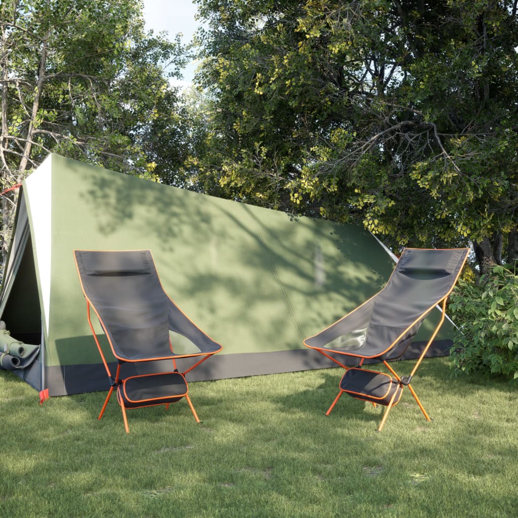 Chaise de camping pliables lot de 2 noir tissu oxford aluminium Meubles de camping vidaXL