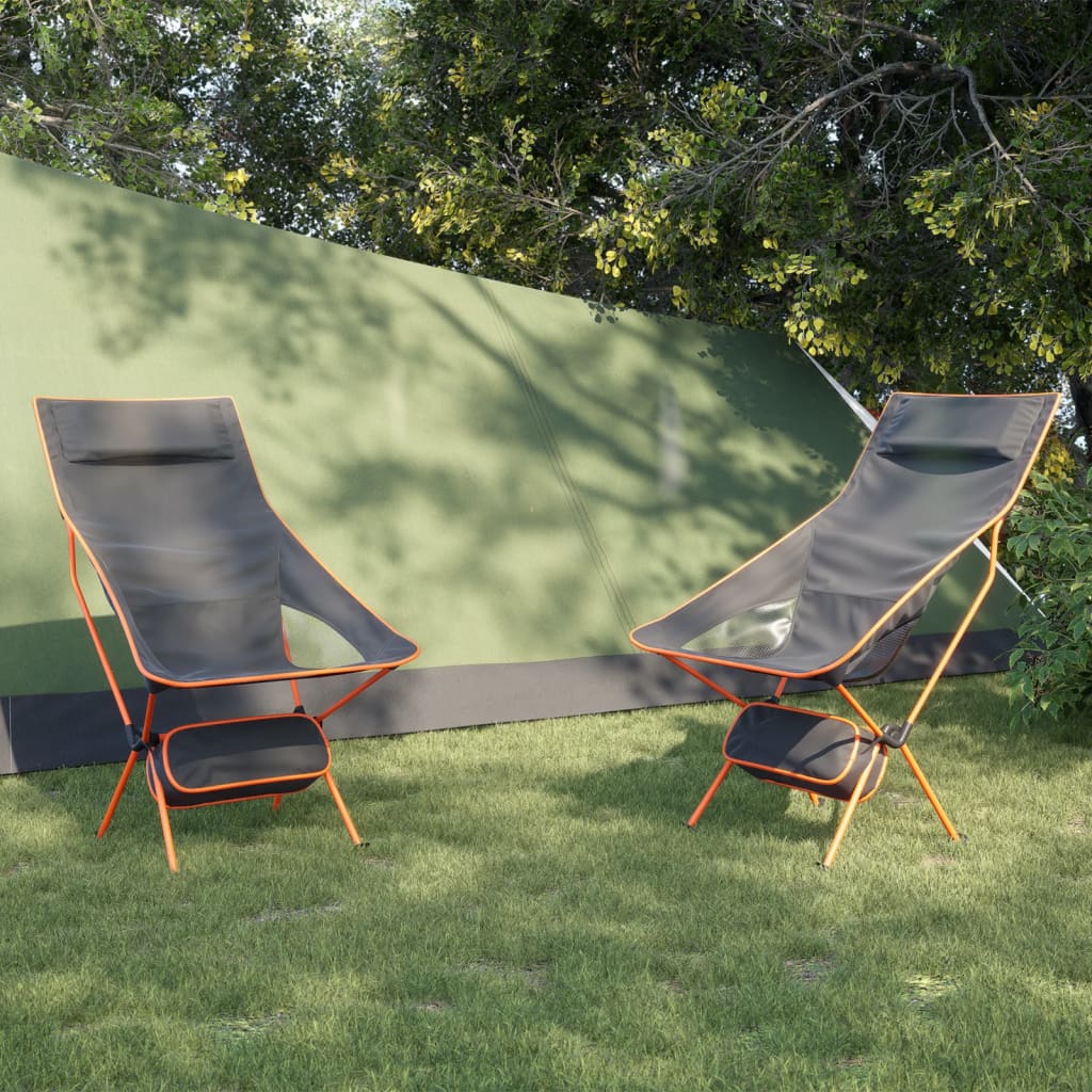 Chaise de camping pliables lot de 2 noir tissu oxford aluminium Meubles de camping vidaXL