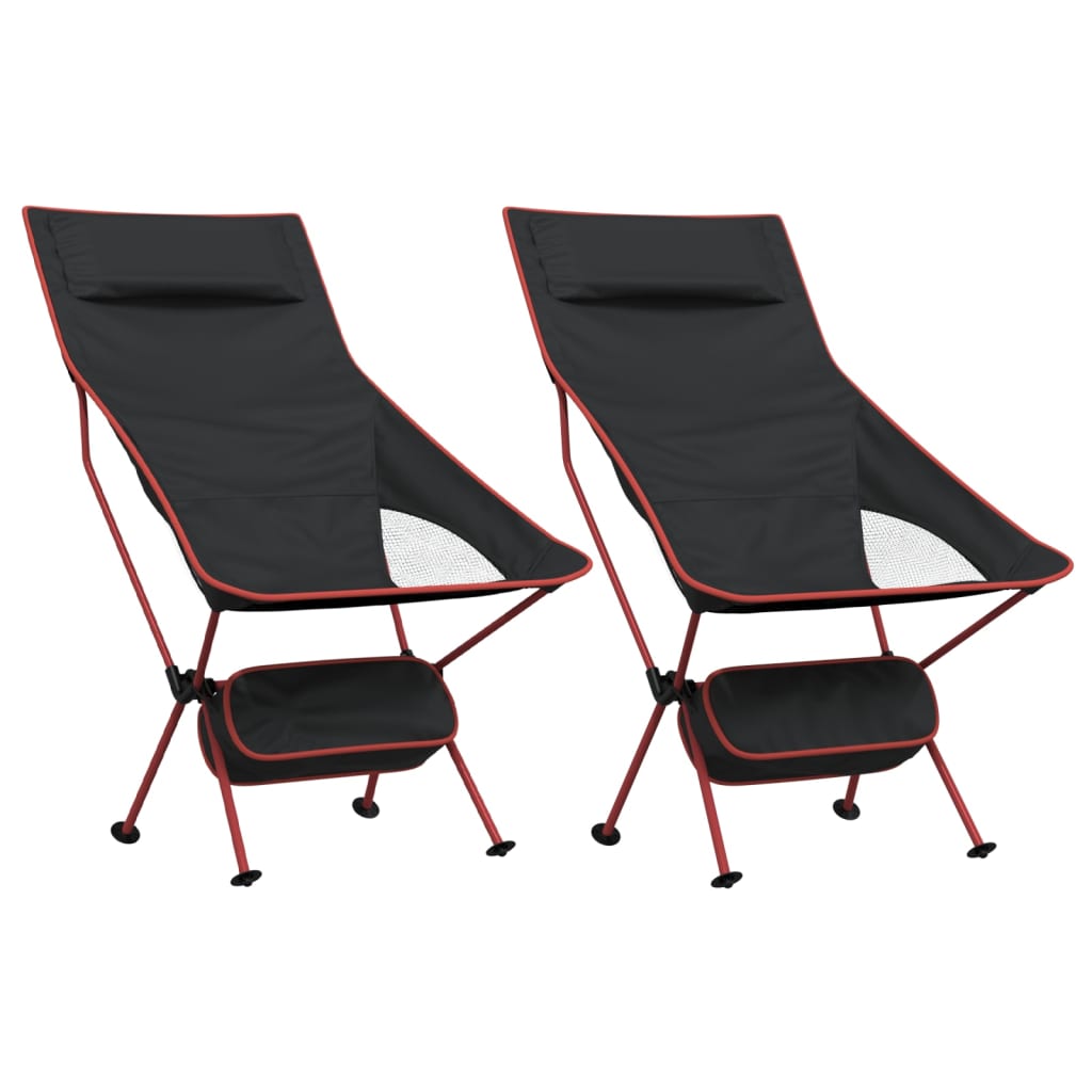 Chaise de camping pliables lot de 2 noir tissu oxford aluminium Meubles de camping vidaXL