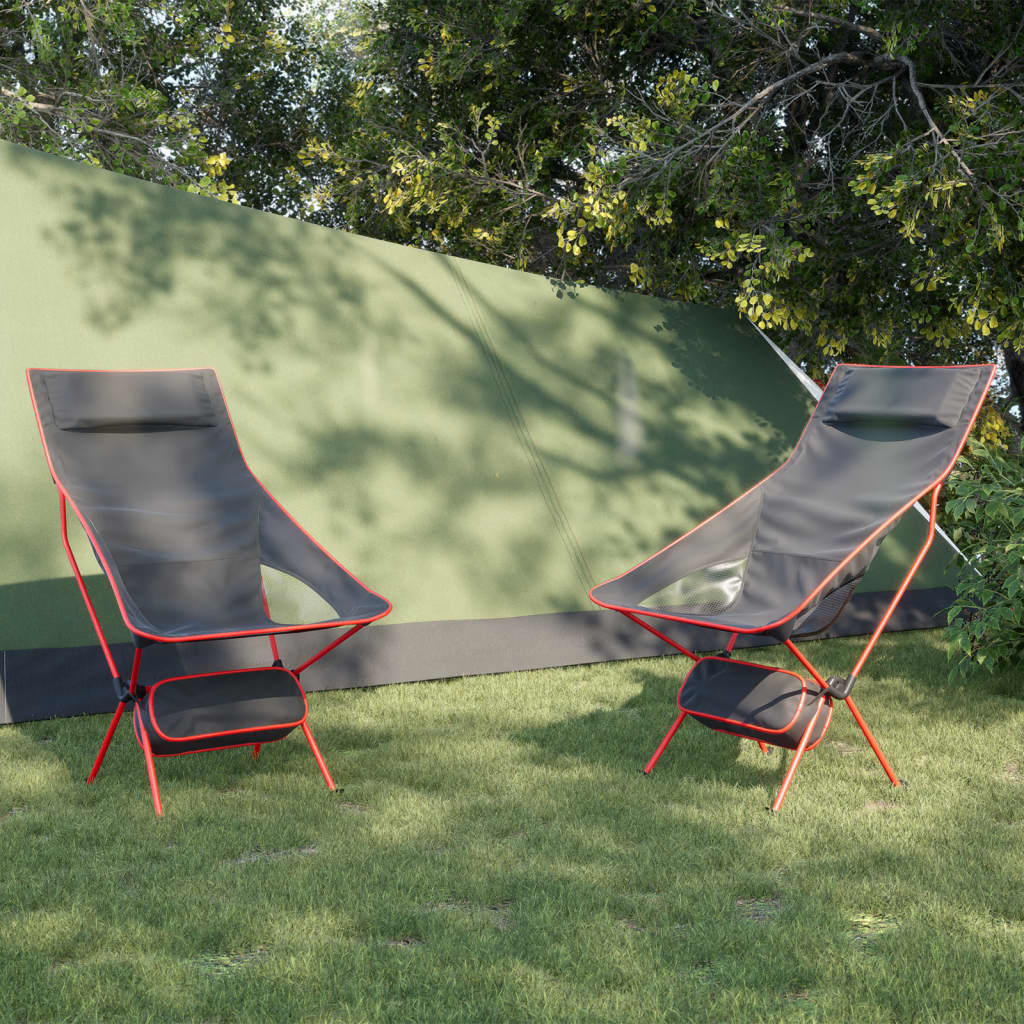 Chaise de camping pliables lot de 2 noir tissu oxford aluminium Meubles de camping vidaXL