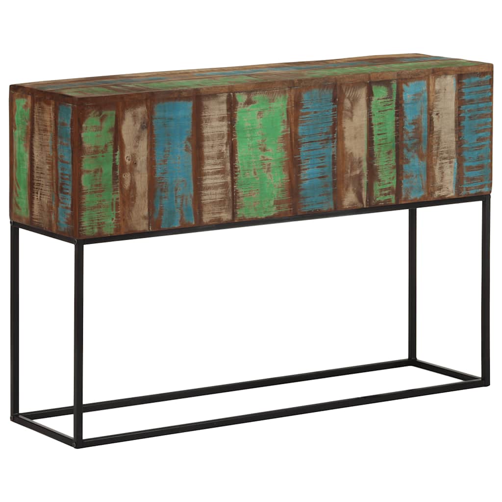 Table console 110x30x75 cm bois massif de récupération et fer