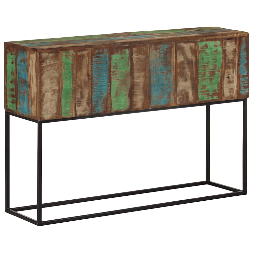 Table console 110x30x75 cm bois massif de récupération et fer