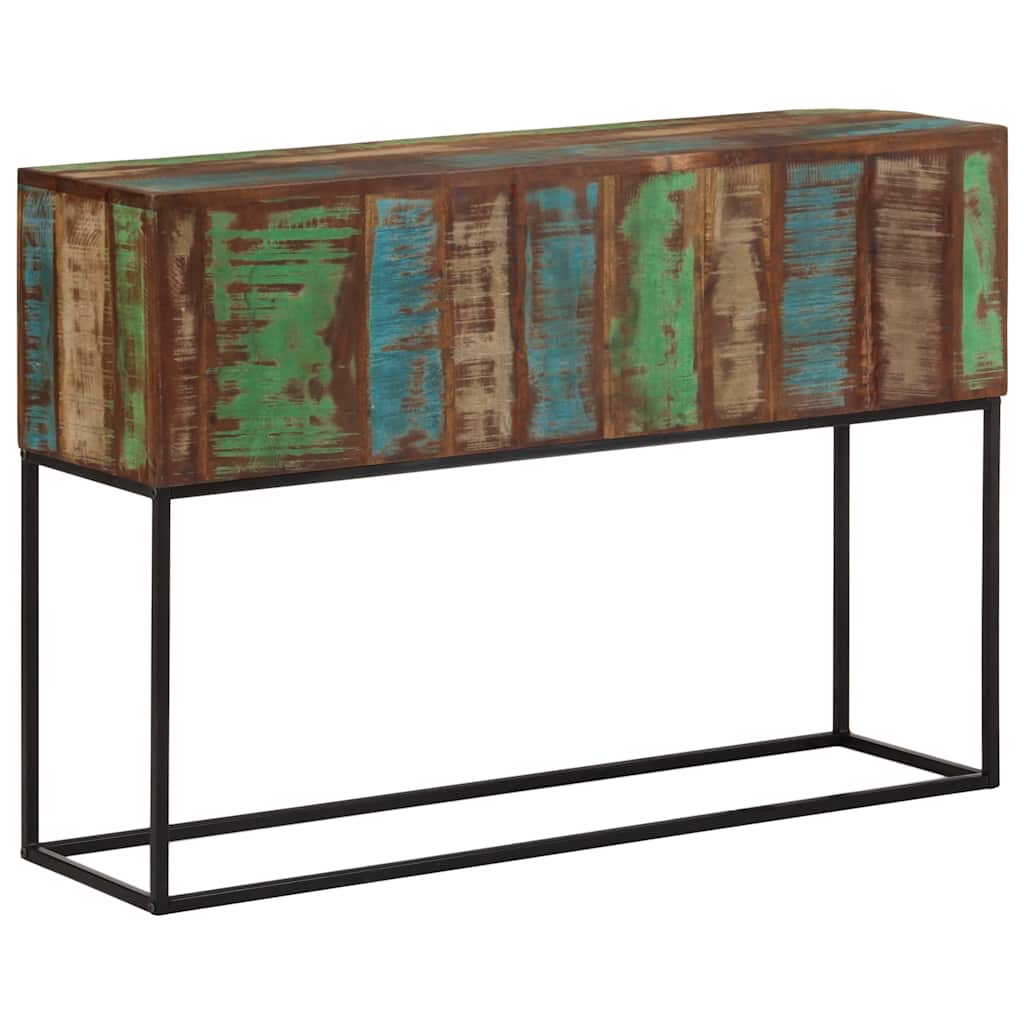 Table console 110x30x75 cm bois massif de récupération et fer