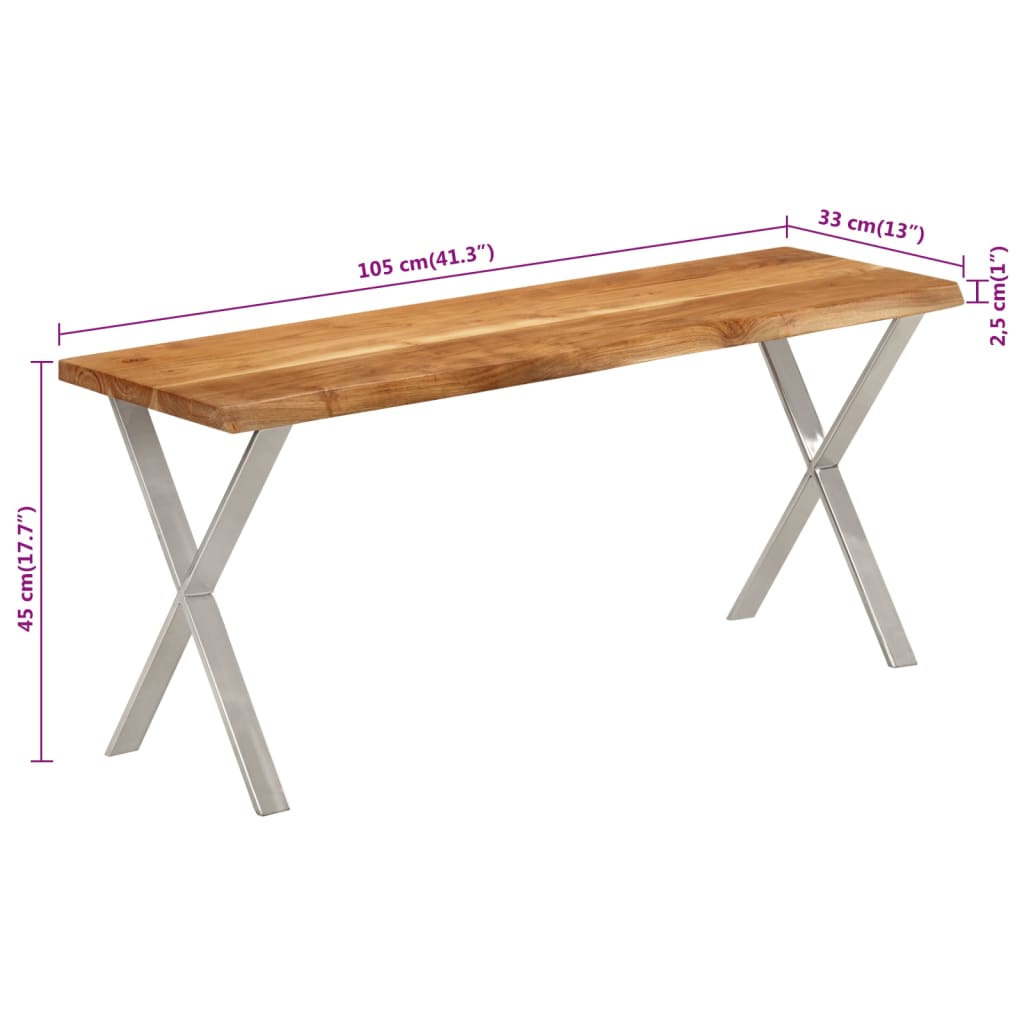 Banc avec bord vivant 105 cm bois d'acacia massif - XIOS