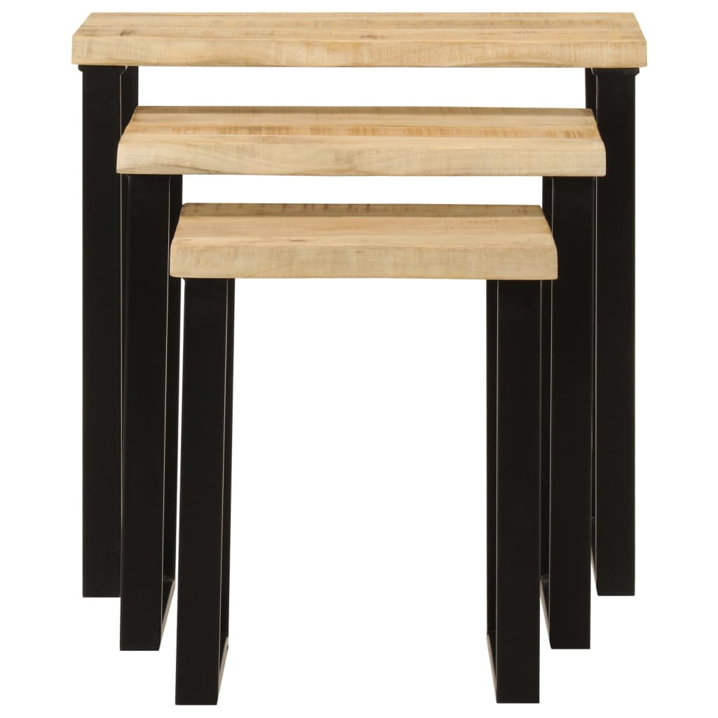 Tables gigognes 3 pcs avec bord vivant bois de manguier massif - XIOS