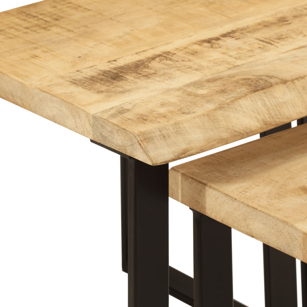 Tables gigognes 3 pcs avec bord vivant bois de manguier massif - XIOS