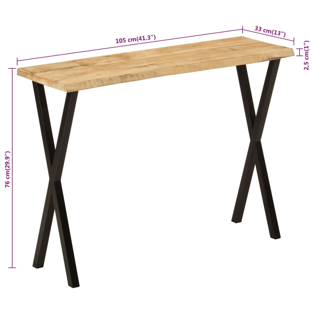 Table console à live edge 105x33x76 cm bois de manguier massif - XIOS