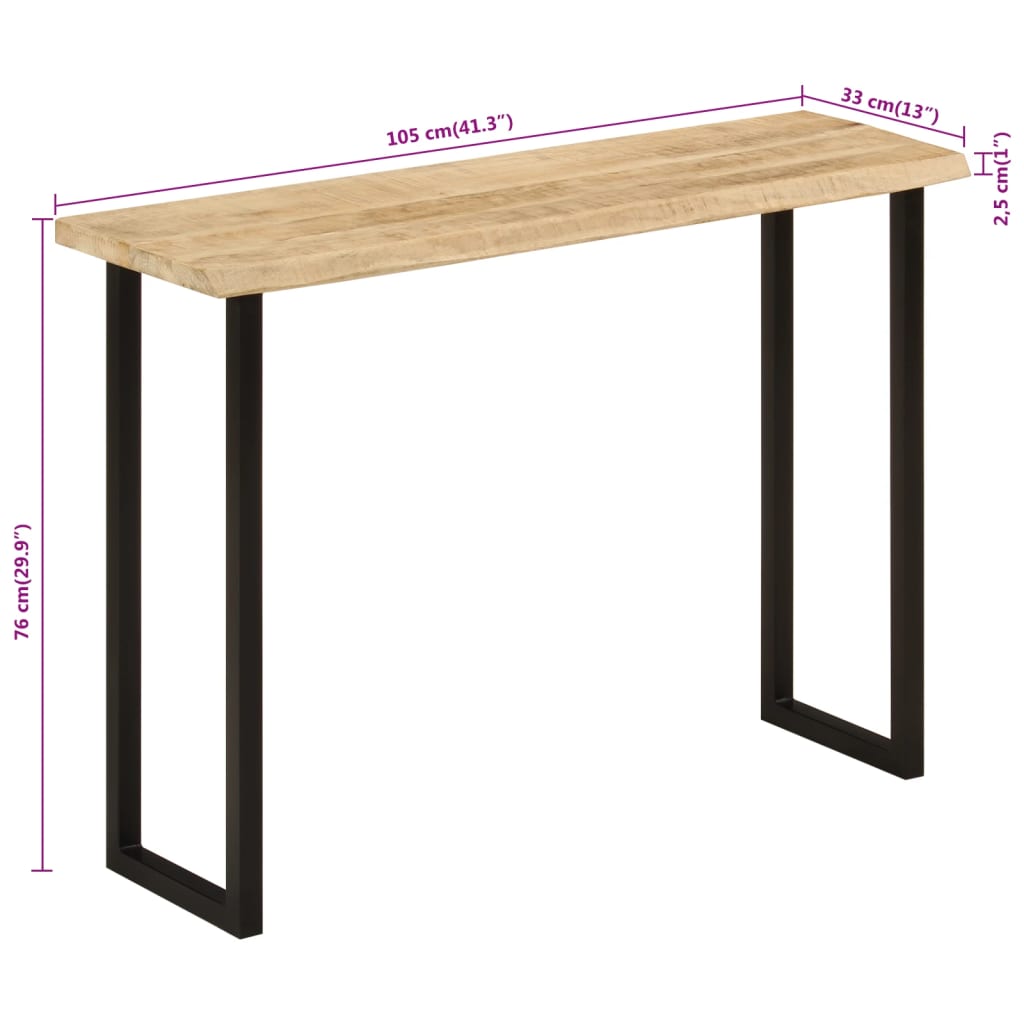 Table console à live edge 105x33x76 cm bois de manguier massif Tables console vidaXL