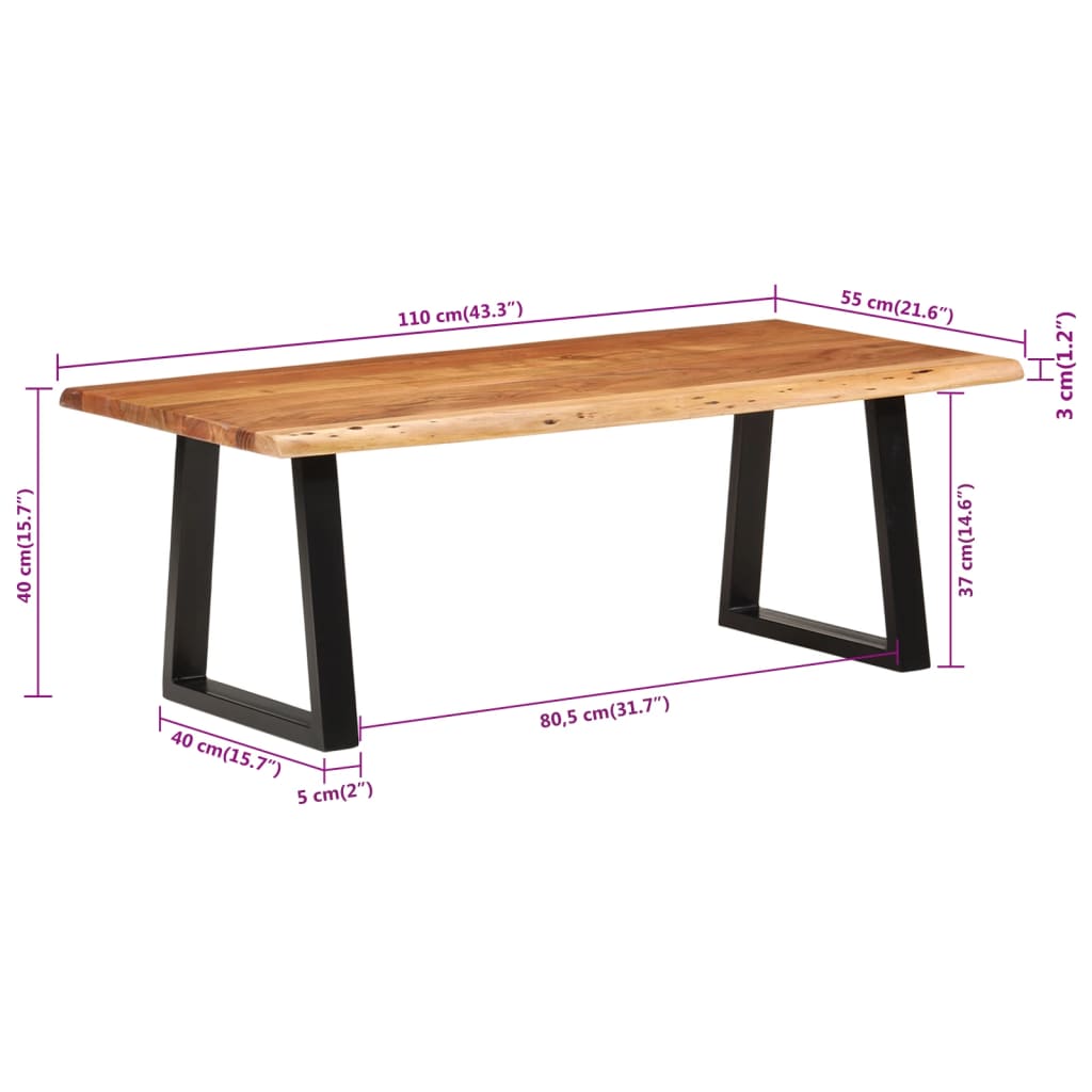 Table basse 110x55x40 cm bois massif d'acacia - XIOS