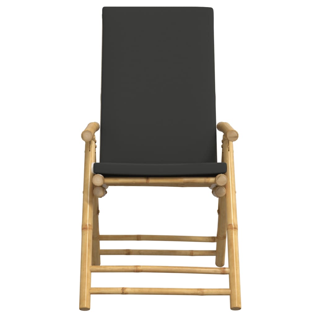 Ensemble de bistro pliante 3 pcs et coussins gris foncé bambou
