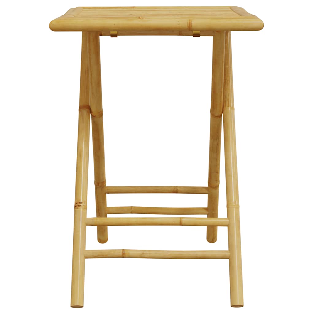 Ensemble de bistro pliante 3 pcs et coussins blanc crème bambou