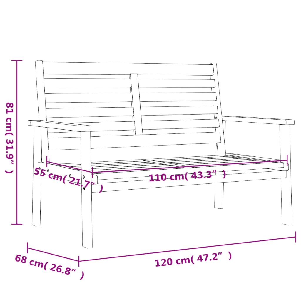 Ensemble de salon de jardin 3 pcs bois d'acacia solide